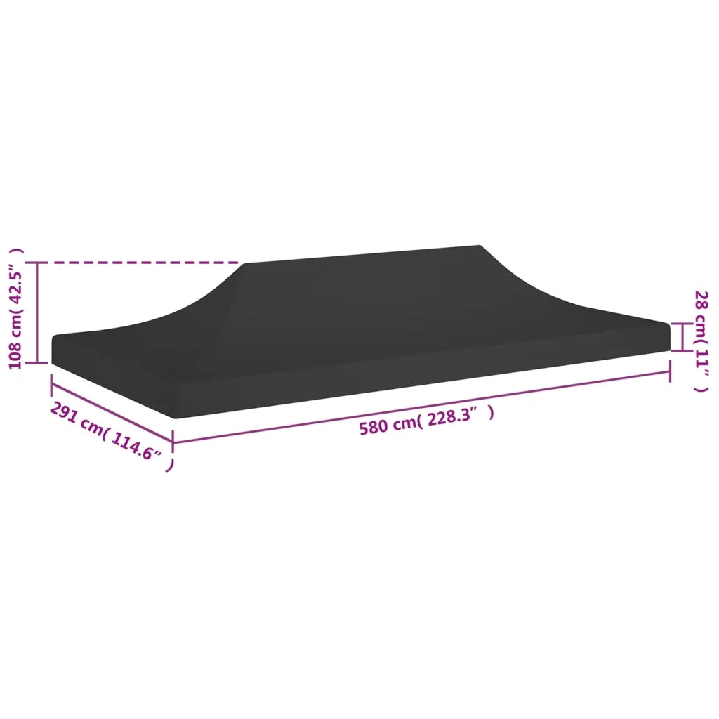 Tetto per Tendone per Feste 6x3 m Nero 270 g/m² 315334