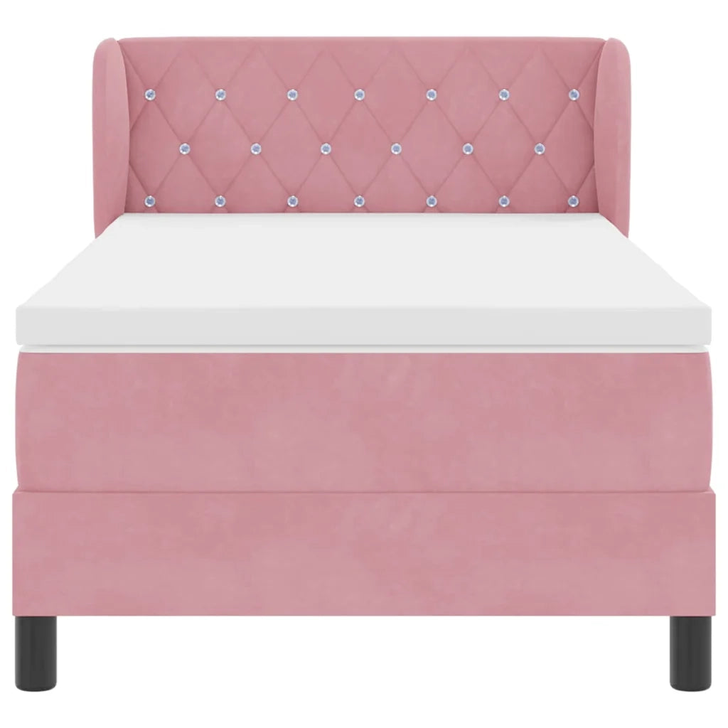 Letto a molle con testiera Rosa 100 x 200 cm Velluto 3340327