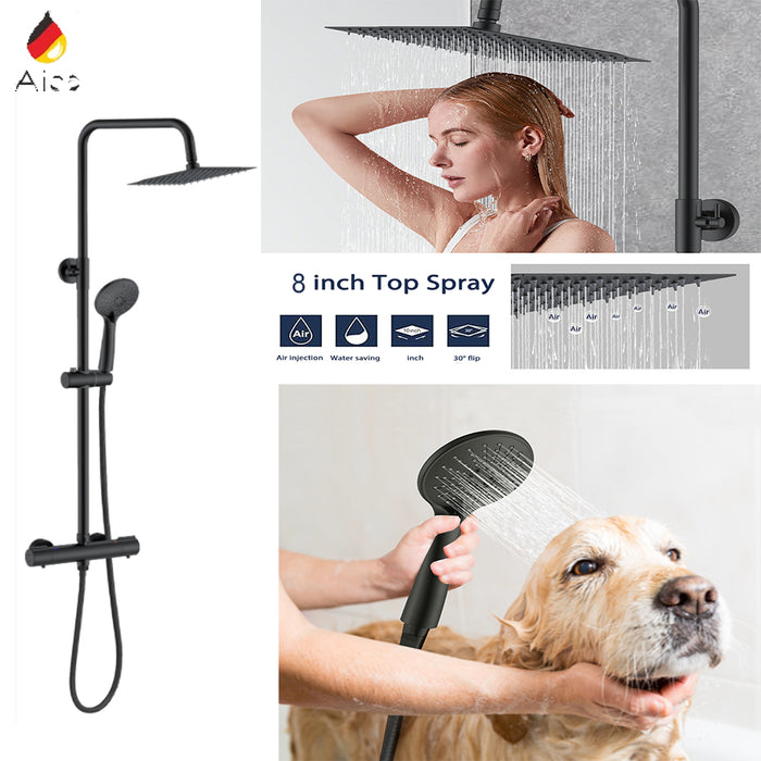 Colonna Doccia Idromassaggio AICA ITALY Colonne Doccia con Miscelatore Termostatico, Nero