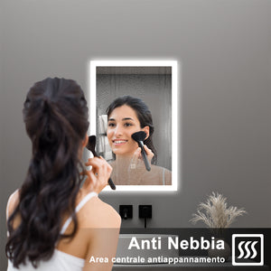 AICA Specchio da bagno  50 x 70 cm, dimmerabile, Funzione Memoria, antiappannamento, 3 colori