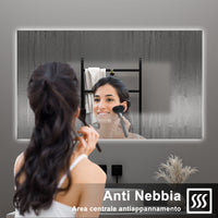 AICA Specchio da bagno 120 x 70 cm, antiappannamento, dimmerabile, interruttore touch, Funzione Memoria