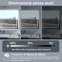 Specchio da bagno Rettangolare con 120x80cm,Memoria, Antifog,Regorabile,Retroilluminato,doppio interruttore,