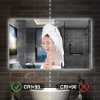 Specchio bagno Rettangolare 100x60 cm con led. Dimmerabile + Touch Control + Bordo non sabbiato + IP44