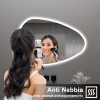 AICA Specchio da bagno 120 x 80 cm, dimmerabile, Funzione Memoria, antiappannamento, 3 colori