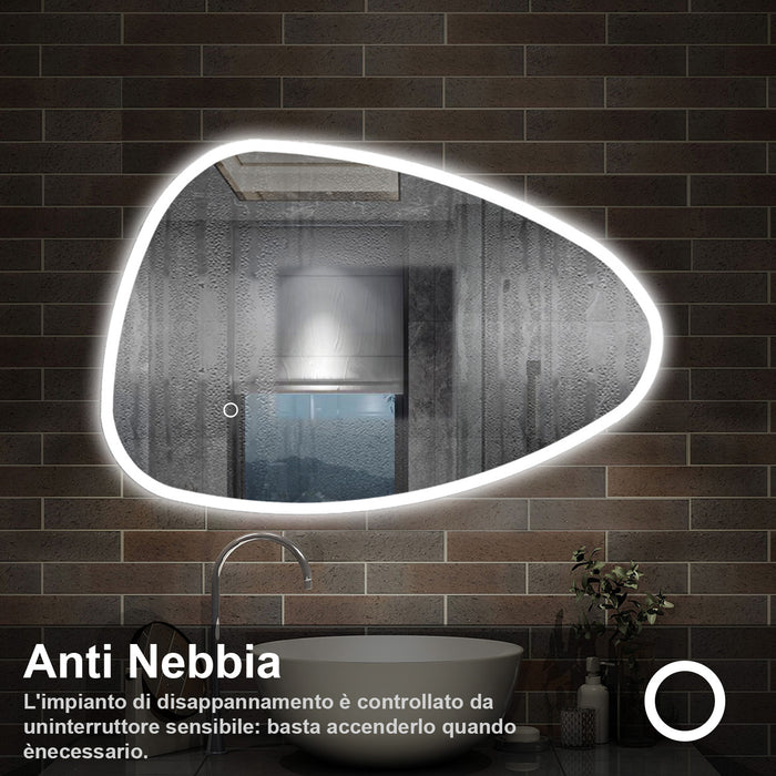 120 x 80 cm,AICA Specchio da Bagno LED con Luce, 3 Colori Regolabili,memoria, antiappannamento,CRI>90,autospegnimento
