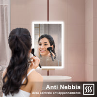 AICA Specchio da bagno  50 x 70 cm, dimmerabile, Funzione Memoria, antiappannamento, 3 colori