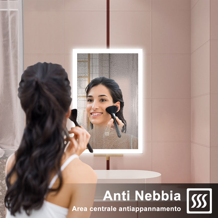 AICA Specchio da bagno  50 x 70 cm, dimmerabile, Funzione Memoria, antiappannamento, 3 colori