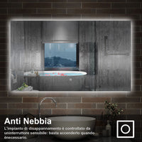120 x 70 cm,AICA Specchio da Bagno LED con Luce, memoria, antiappannamento,CRI>90,autospegnimento,interruttore touch