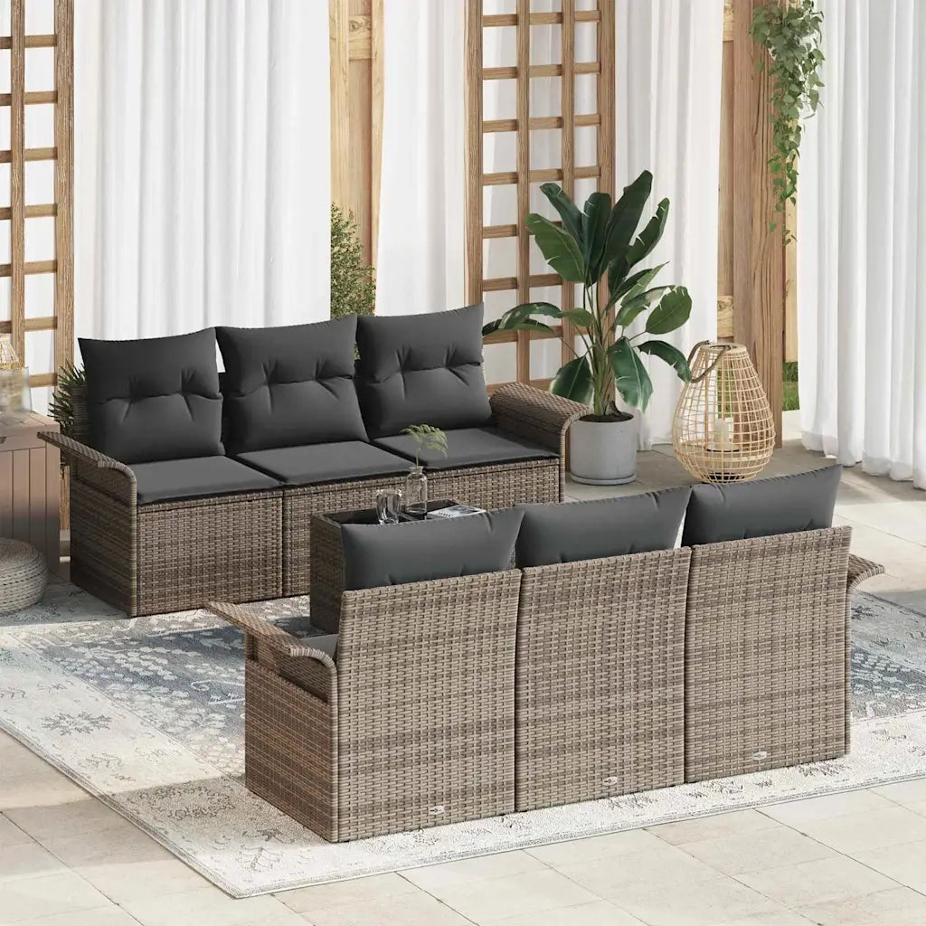 Set Divano da Giardino con cuscino 7 pcs Grigio polyrattan 3353918