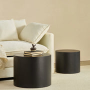 Set di tavolini nesting 2 pezzi in MDF nero, salvaspazio e versatili