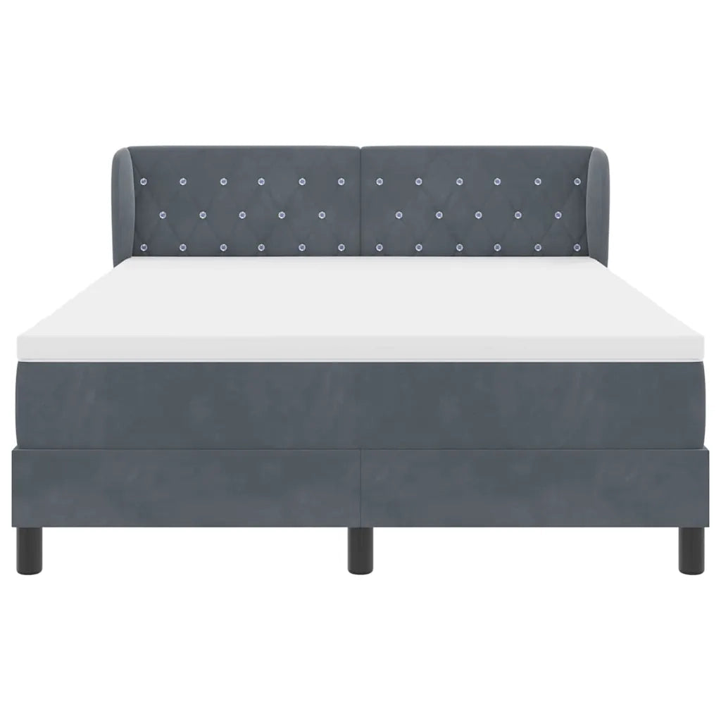 Letto a molle con testiera Grigio scuro 140 x 190 cm Velluto 3340329