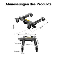 Carrelli sposta auto con cric idraulico 2x Portata 680kg l’uno Per pneumatici larghi max 30cm