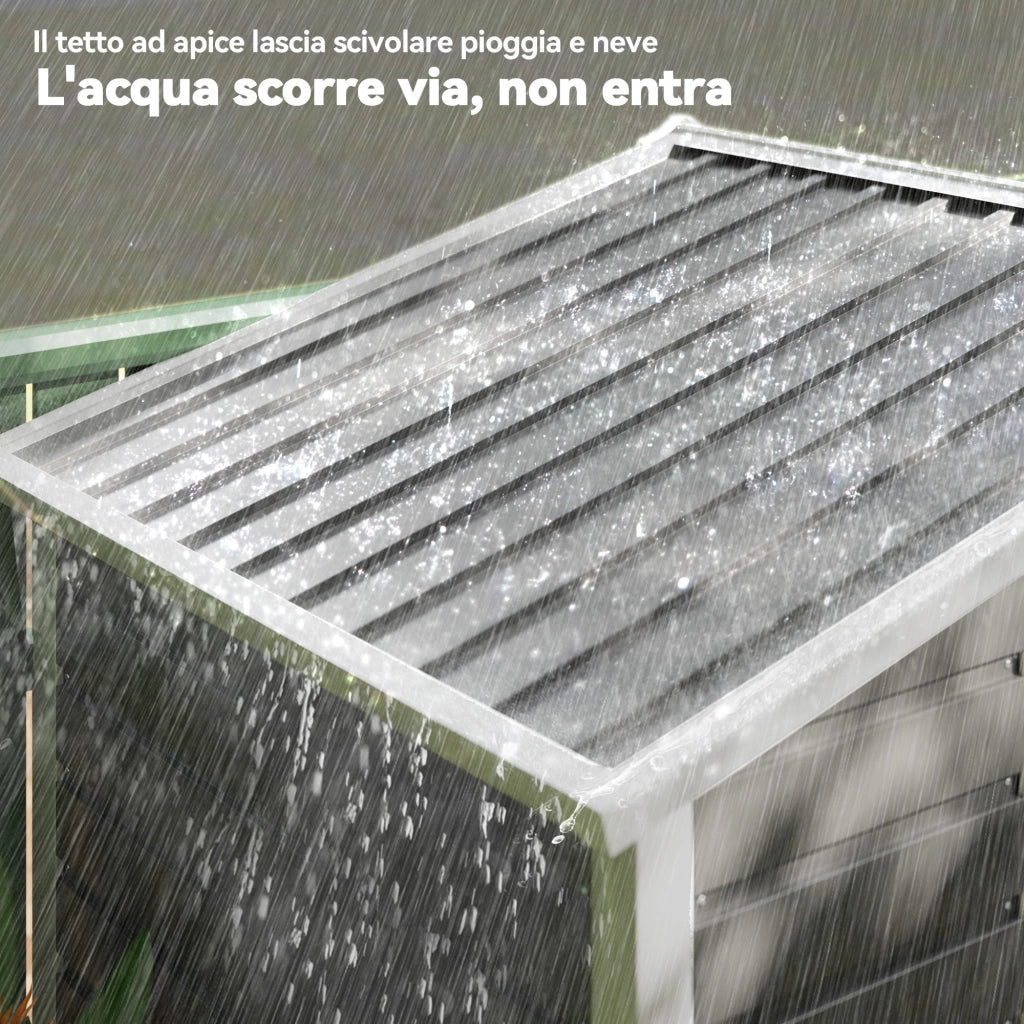 Casetta Box da Giardino Porta Attrezzi 213x120x166-194 cm con Porte Scorrevoli e Lucchetto con Chiavi in Metallo Grigio