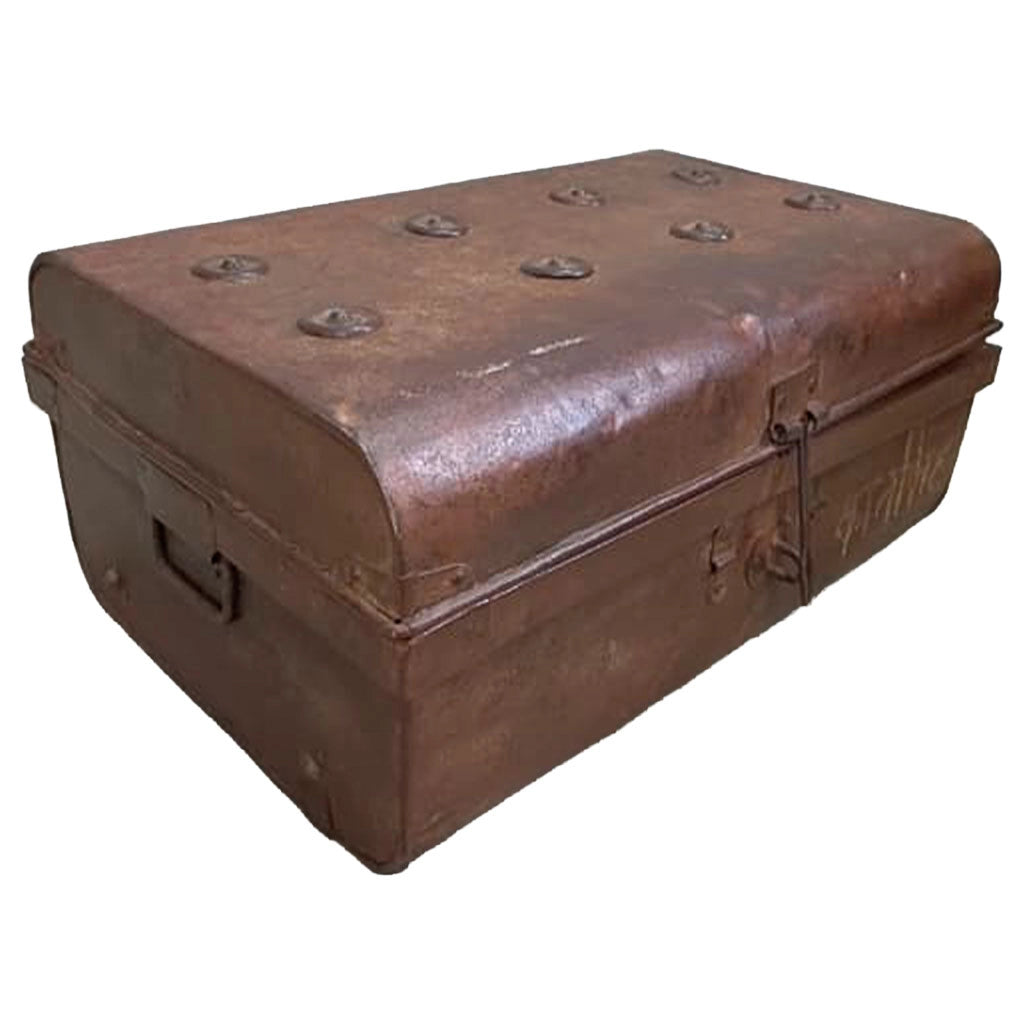 Valigia artigianale in metallo, 67x37x25h cm