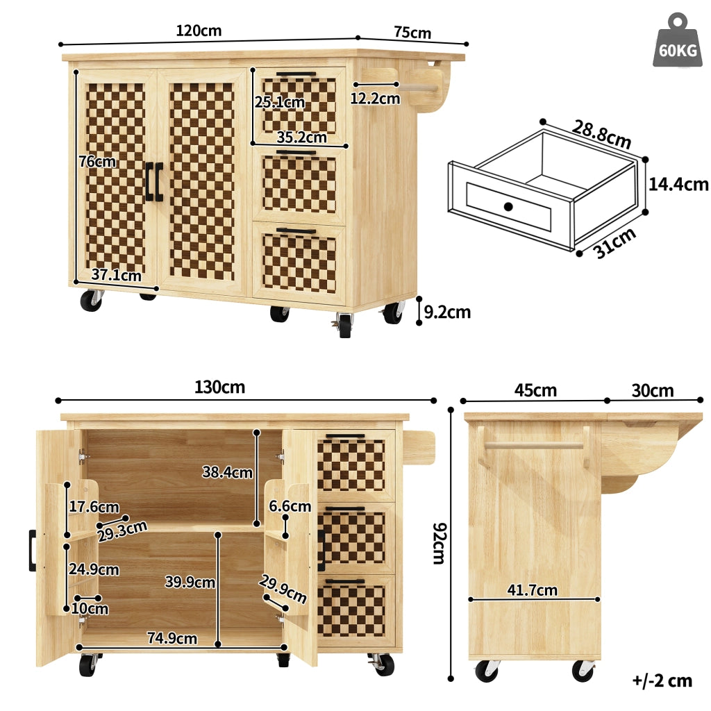 Buffet con Ruote e Cassetti ¨C MINIMAL ¨C Legno, 120x45x92 cm