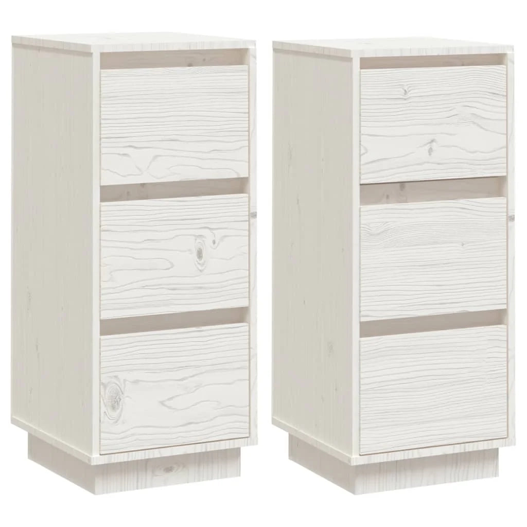Buffet credenza cassettiera armadio mobile contenitore organizer per cucina soggiorno salotti set da 2 32 x 34 x 75 cm legno massello di pino bianco 02_0036655
