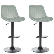 Set di 2 sedie da bar in velluto verde menta gambe in acciaio nero senza braccioli set da pranzo salotto soggiorno moderno