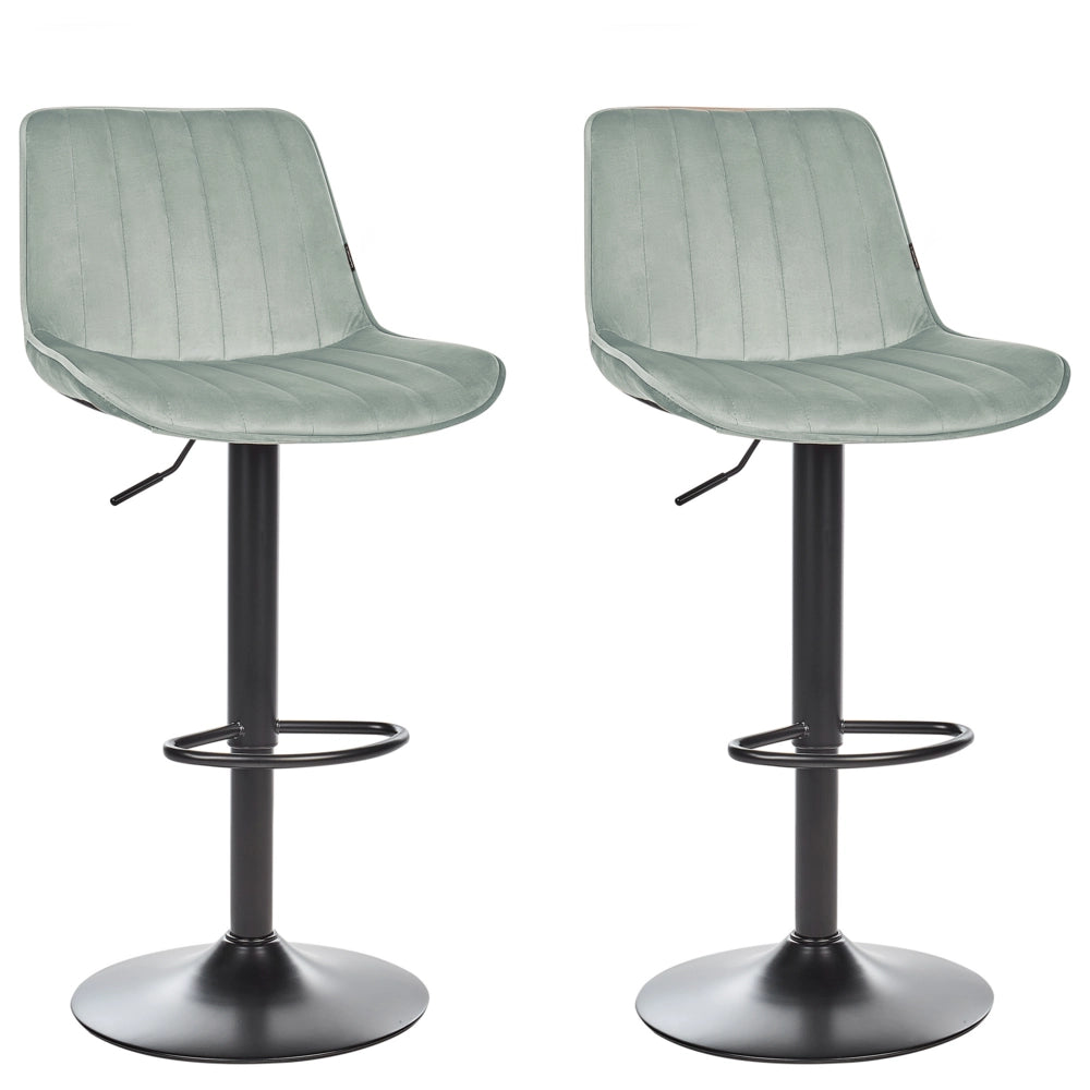 Set di 2 sedie da bar in velluto verde menta gambe in acciaio nero senza braccioli set da pranzo salotto soggiorno moderno
