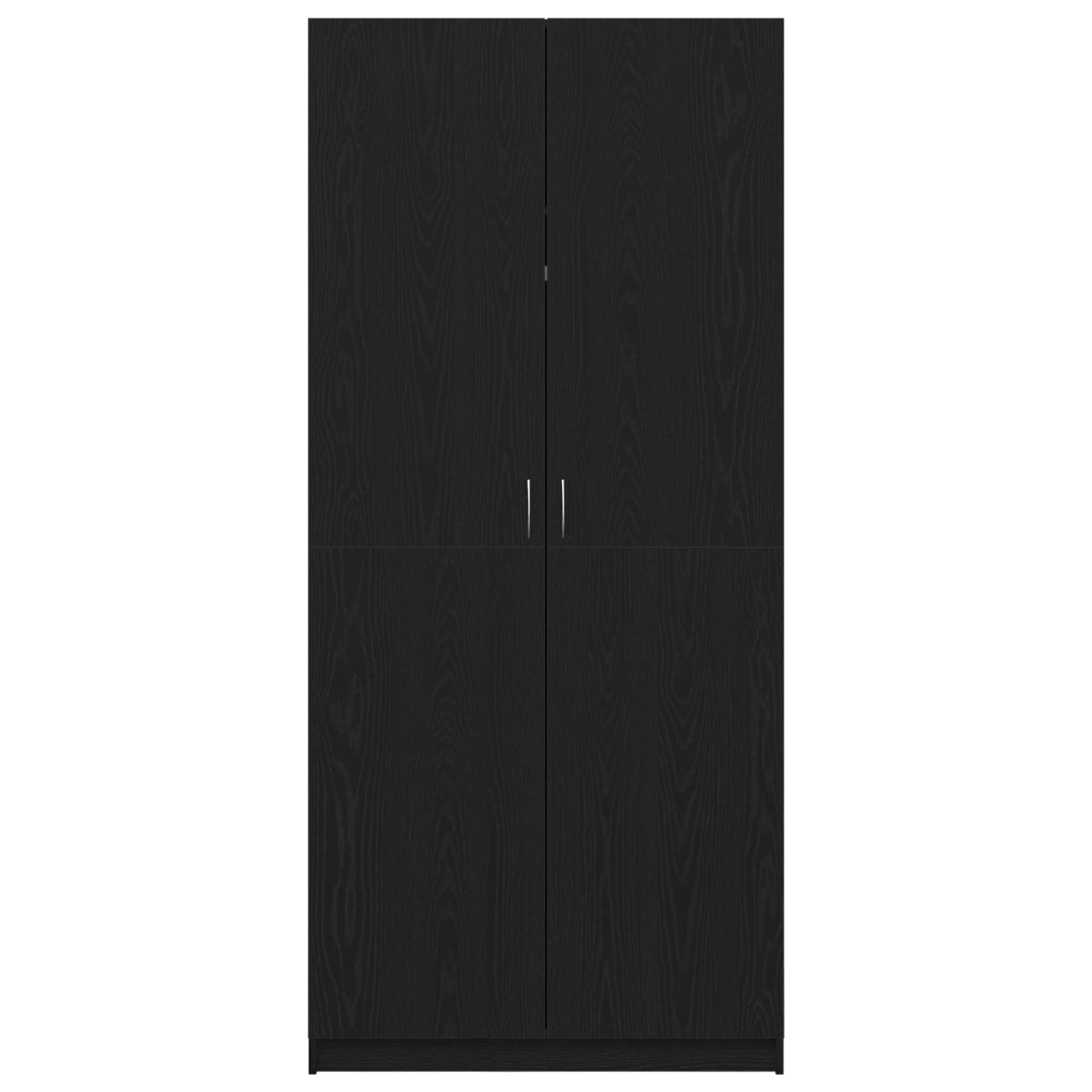 Armadio  Nero Rovere 90x52x200 cm in legno ingegnerizzato