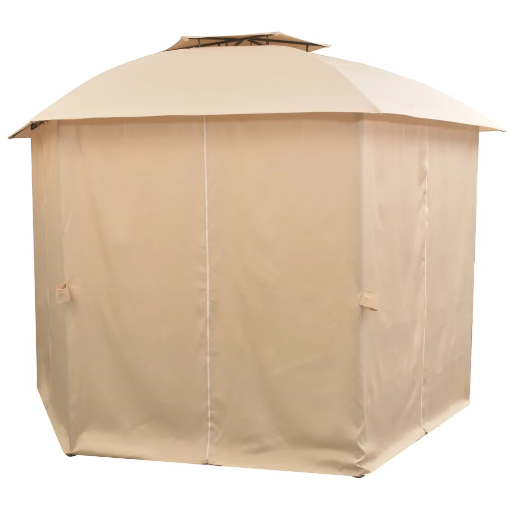 Gazebo | Pergolato Padiglione da Giardino con Tende Esagonale 360x265 cm