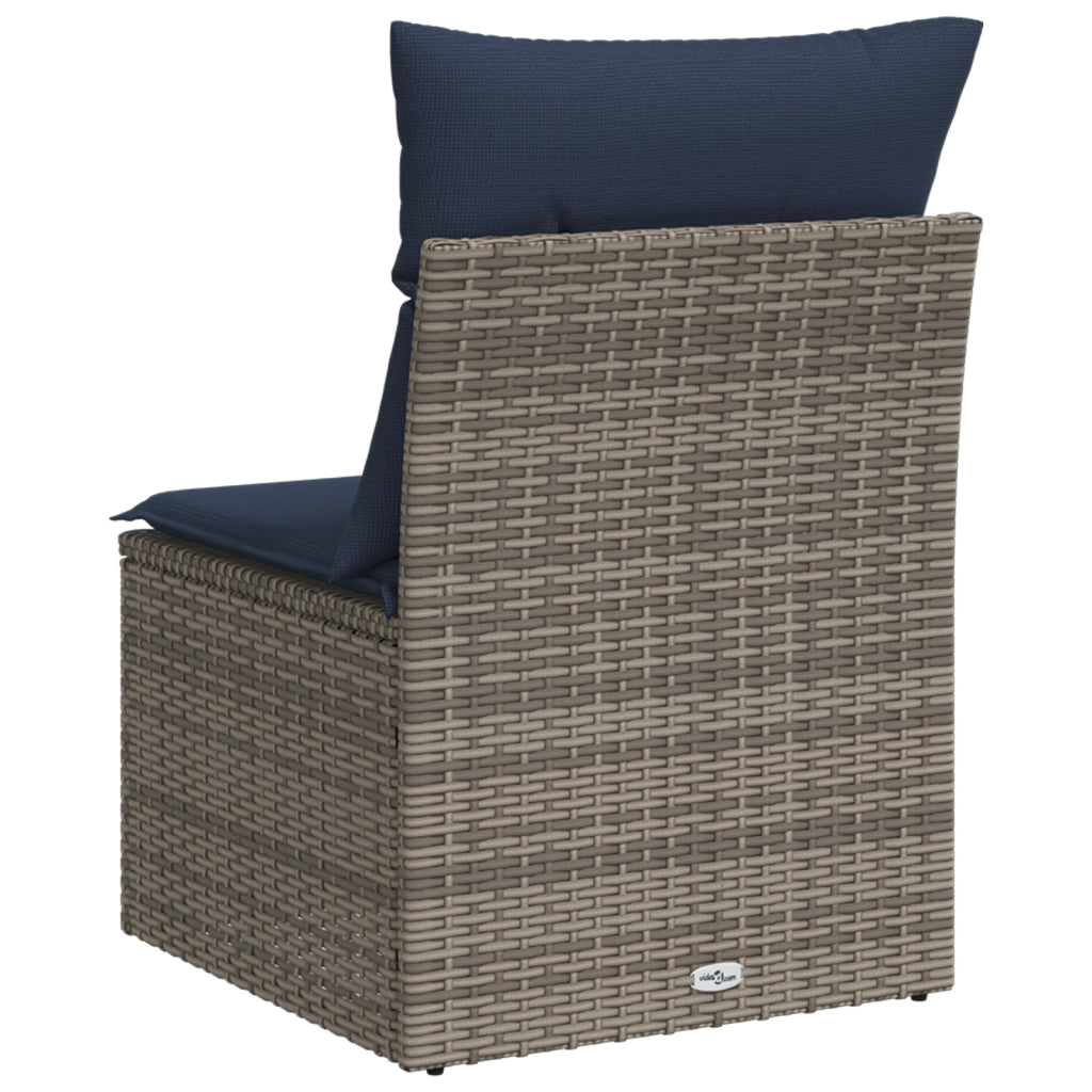 Divano Giardino Senza Braccioli con Cuscini Grigio Polyrattan 366147