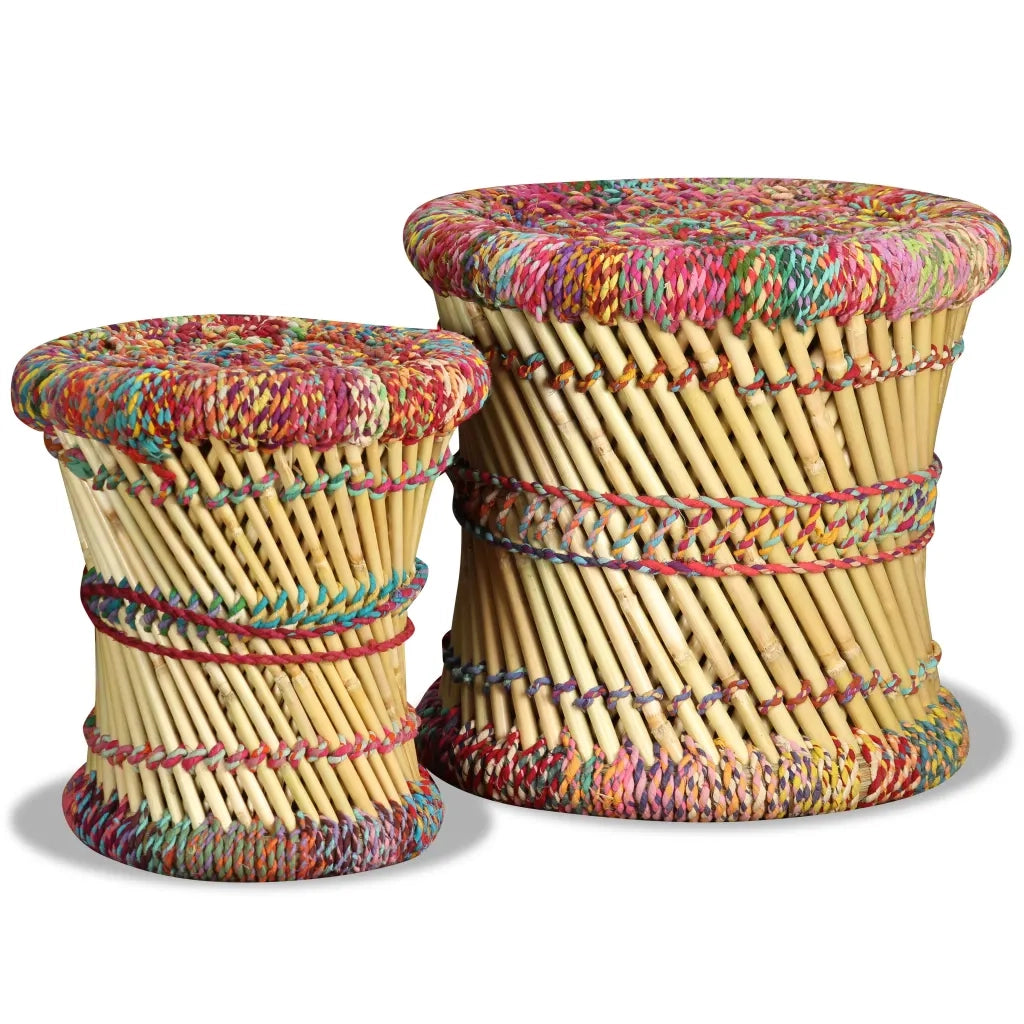 Sgabello con Motivi Chindi 2 pz Multicolore in Bamb¨´ CFW8211226