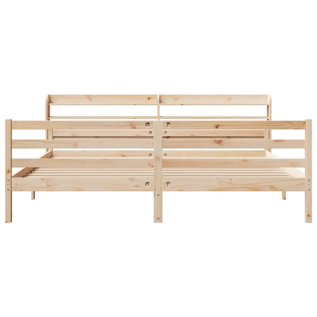 Giroletto con Testiera 200x200 cm in Legno Massello di Pino 3306692