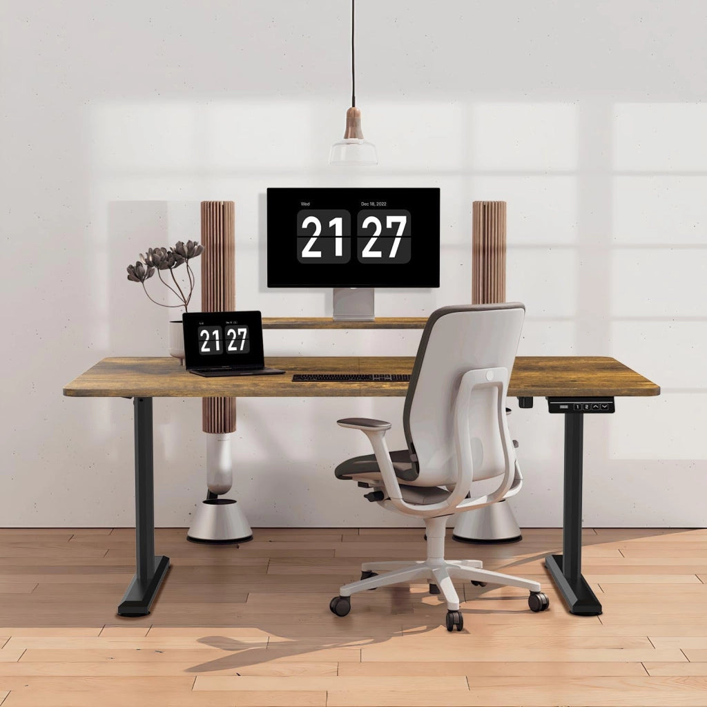 Scrivania da utilizzare seduti o in piedi, 160 x 70 cm, con supporto per monitor, regolabile in altezza, elettrica, con 140 altezze memorizzabili, da lavoro.
