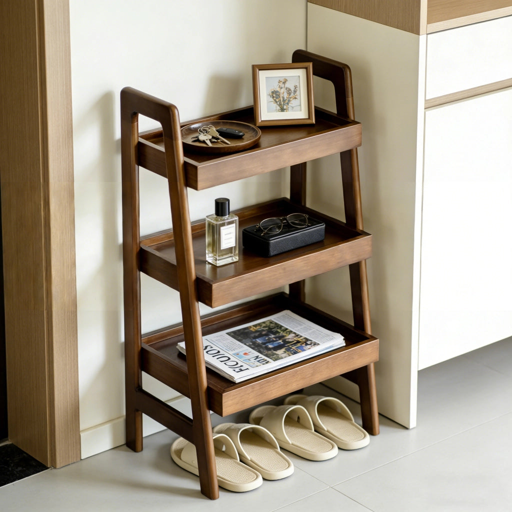 LIBRERIA A SCALA 3 RIPIANI 94x48x15 cm Legno massello Noce