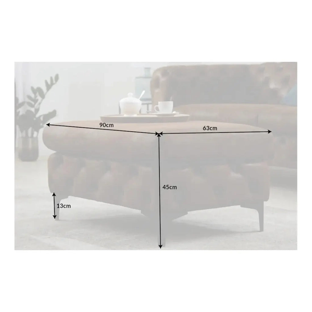 Divano destro VELENA marrone con pouf – Divano barocco in microfibra con struttura in legno massiccio