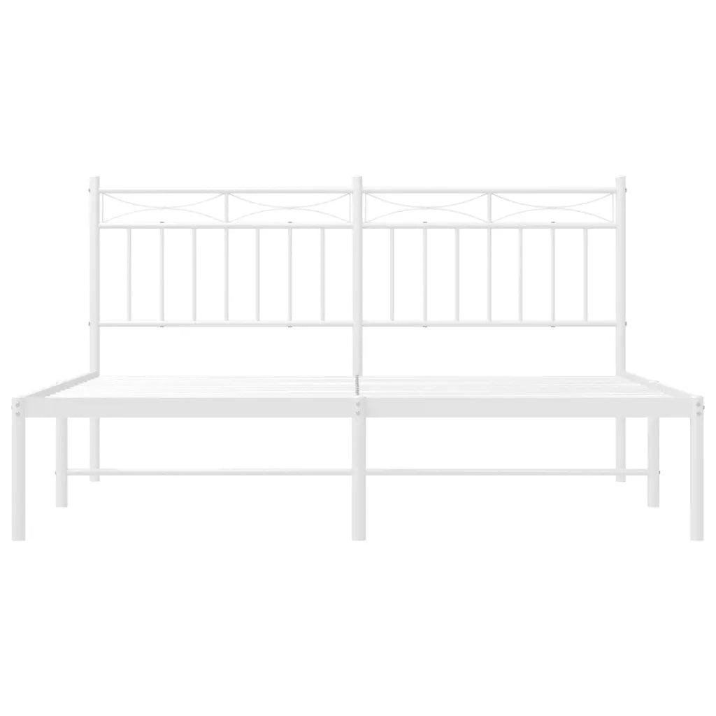 Letto matrimoniale | Letto per adulti | Giroletto con Testiera Metallo Bianco 150x200 cm