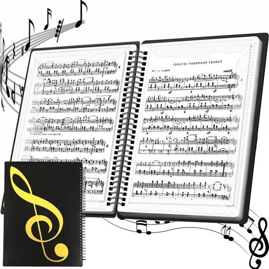 20 pagine per la musica - Riga piano per la modifica - Foglio musicale per la conservazione - Custodia per documenti - Custodia per fogli musicali - Foglio musicale per la conservazione - Custodia per musicisti - Formato A4.
