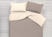 Copripiumino In 100% Cotone Double Face Tortora/Beige - Singolo - Tortora-Beige