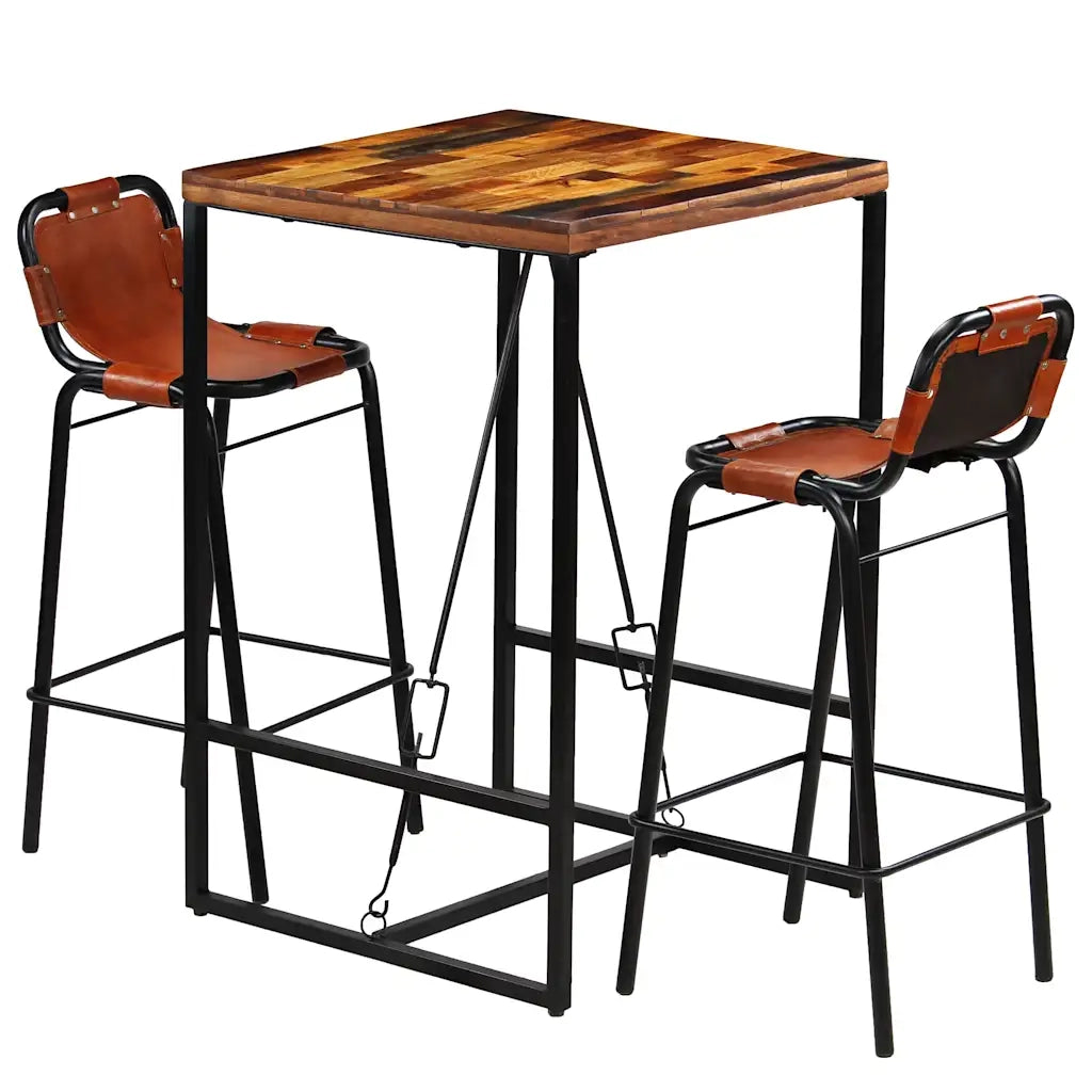 Set da Bar 3 pz in Massello di Recupero e Vera Pelle di Capra 246286