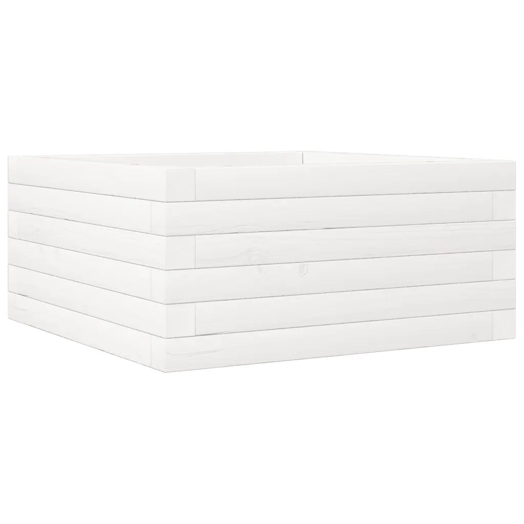 Fioriera da Giardino-Vaso da Esterno Bianca 50x50x23 cm Legno Massello di Pino