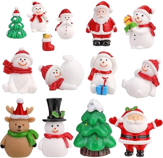 Set di decorazione per giardino, figurine di Natale, mini ornamenti per Natale - 14 pezzi