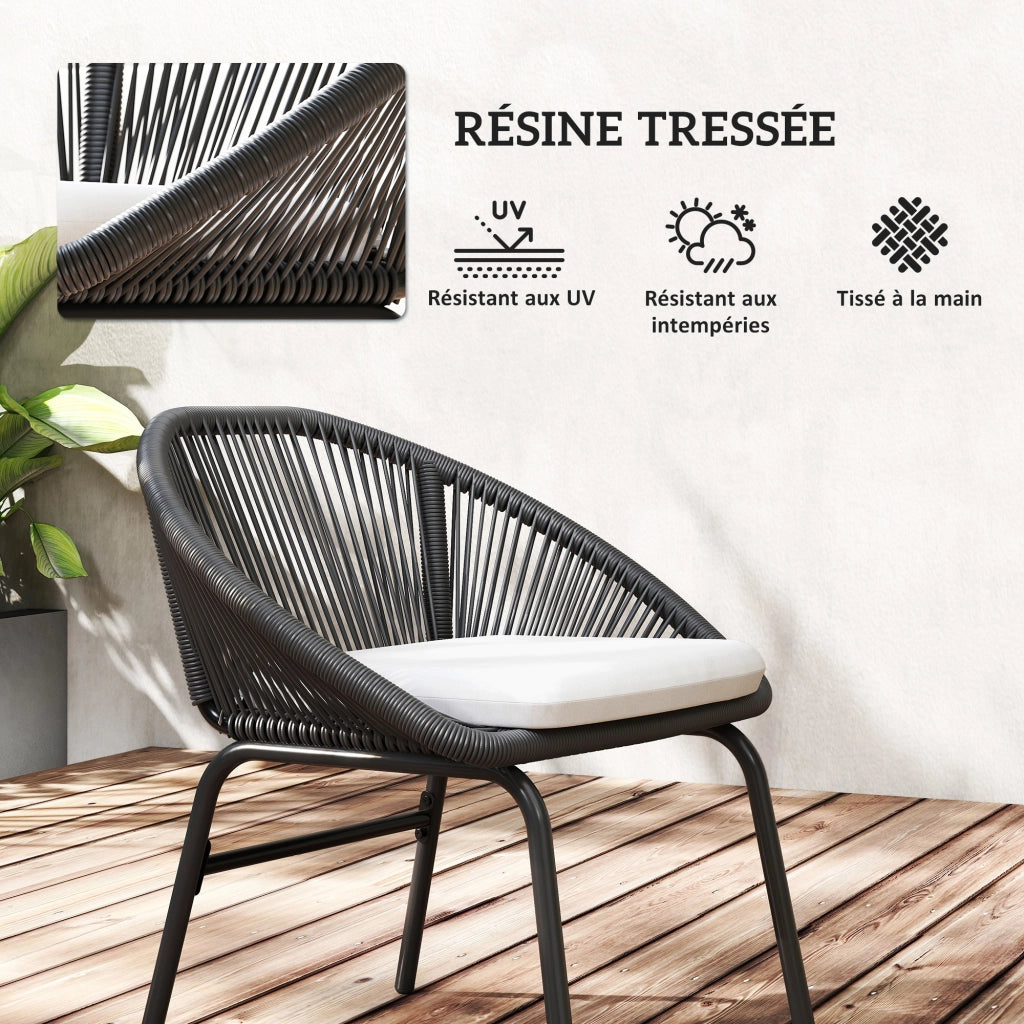Set divano da giardino 2 posti con cuscini ¨C Zephmum ¨C Poly rattan grigio, acciaio