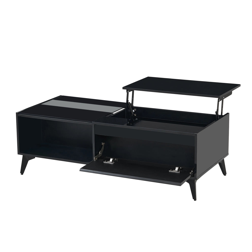 Tavolino da Caff¨¨ Allungabile e Pieghevole ¨C Xylo ¨C Nero Lucido, 110x50x48 cm
