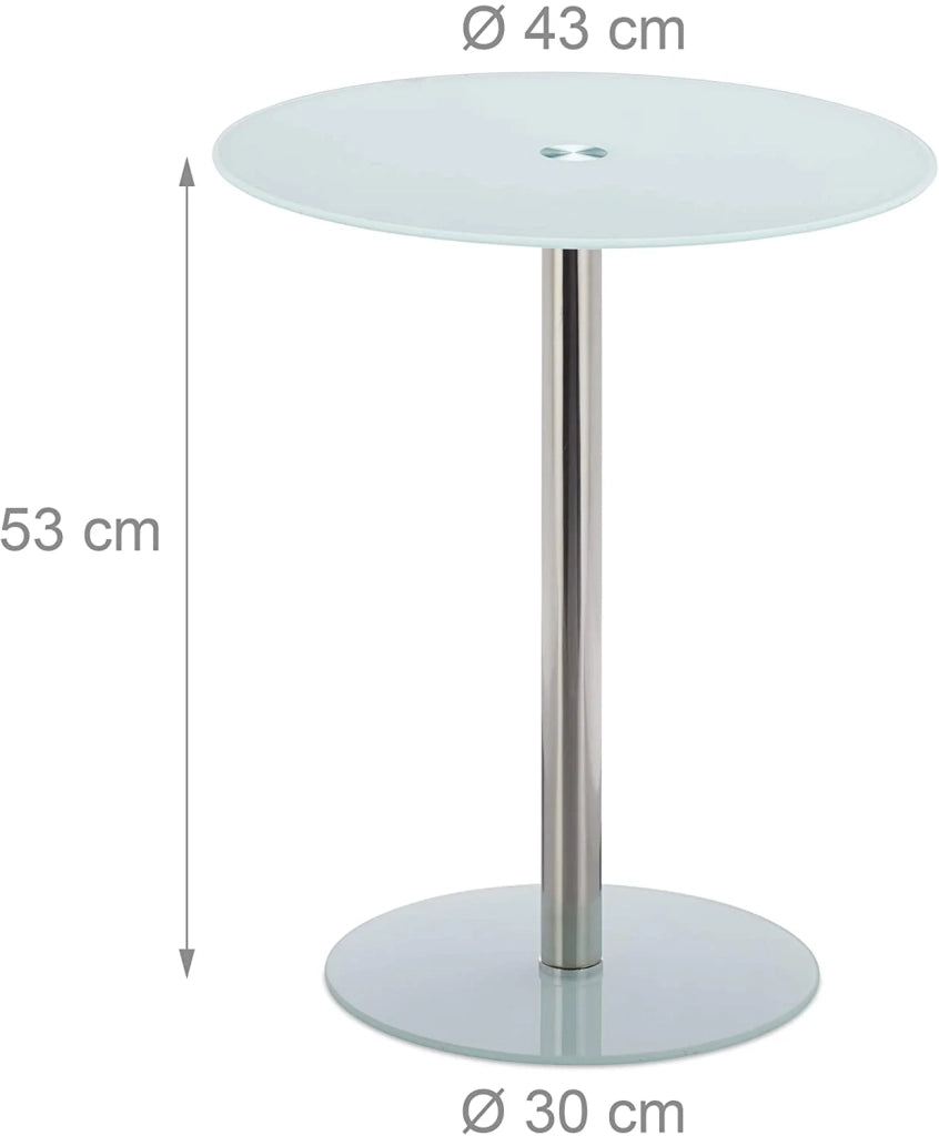 Tavolino rotondo diametro 43 cm vetro bianco 13_0002680