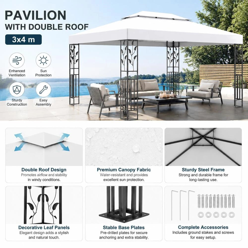 Pavilion With Double Roof 3x4 M White