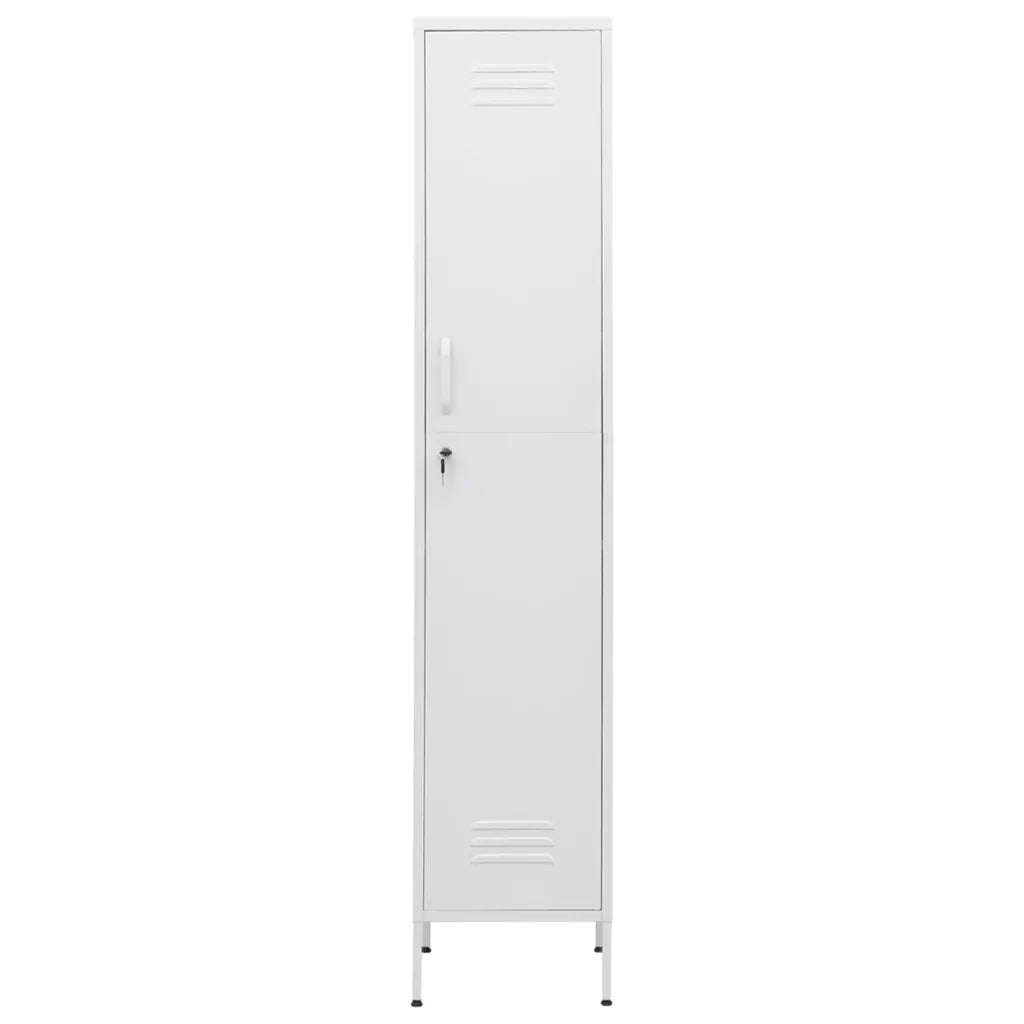 Armadietto da ufficio moderno 35 x 46 x 180 cm con ripiani regolabili finitura in acciaio bianco 02_0046893