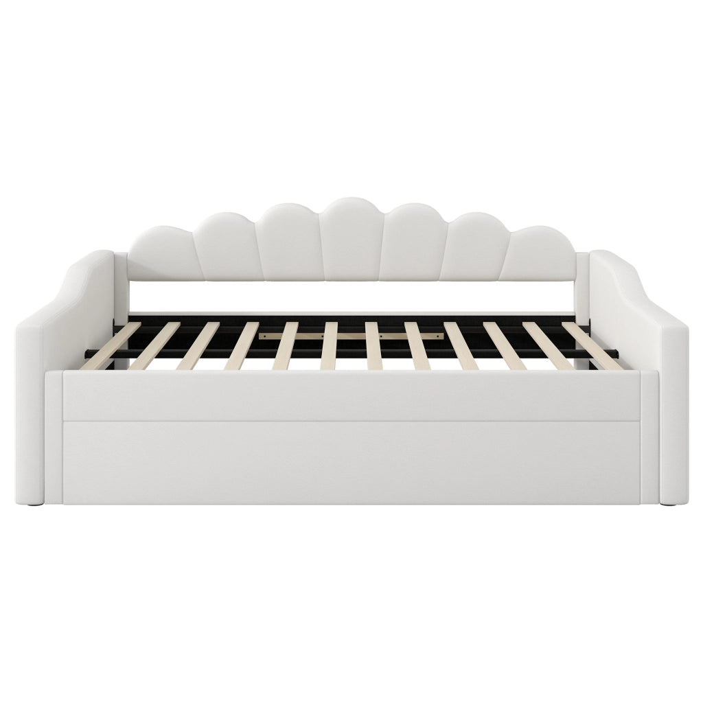 LETTO Giornale 140x200 cm Beige con letto estraibile e LED