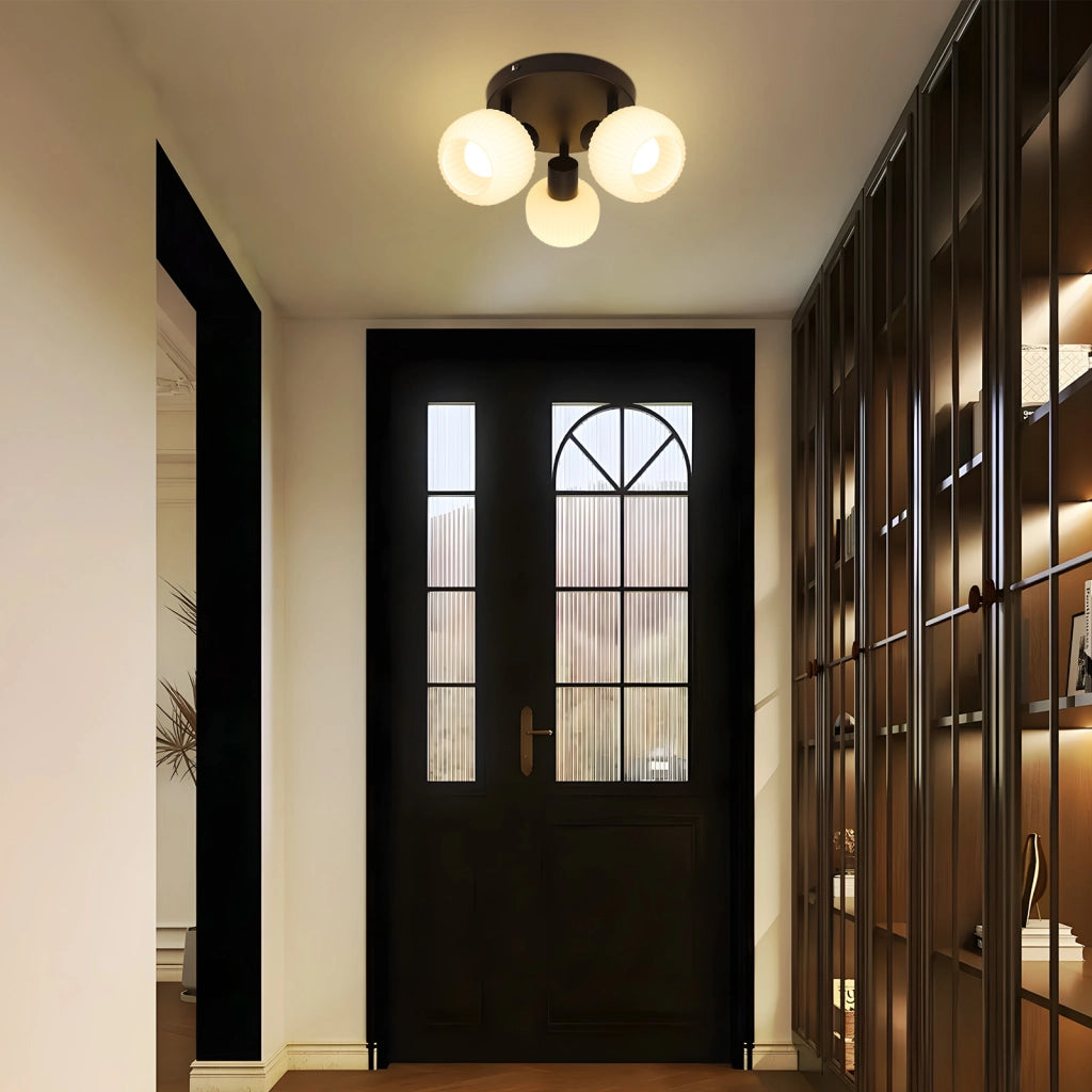 ZMH Faretto da soffitto 2 paralumi in vetro E14 vintage senza lampadina nero orientabile 350°