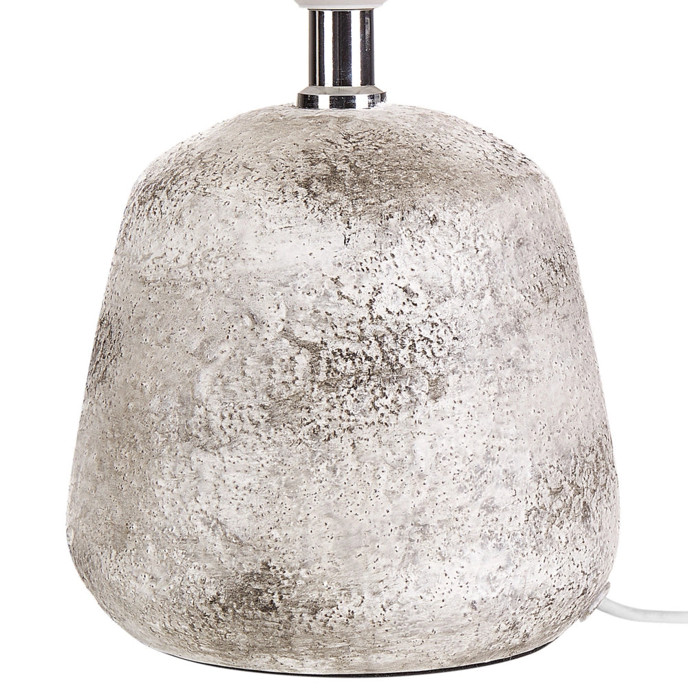 Set di 2 lampade da tavolo Base in ceramica bianca e grigia Paralume sintetico plissettato Luce notturna da comodino
