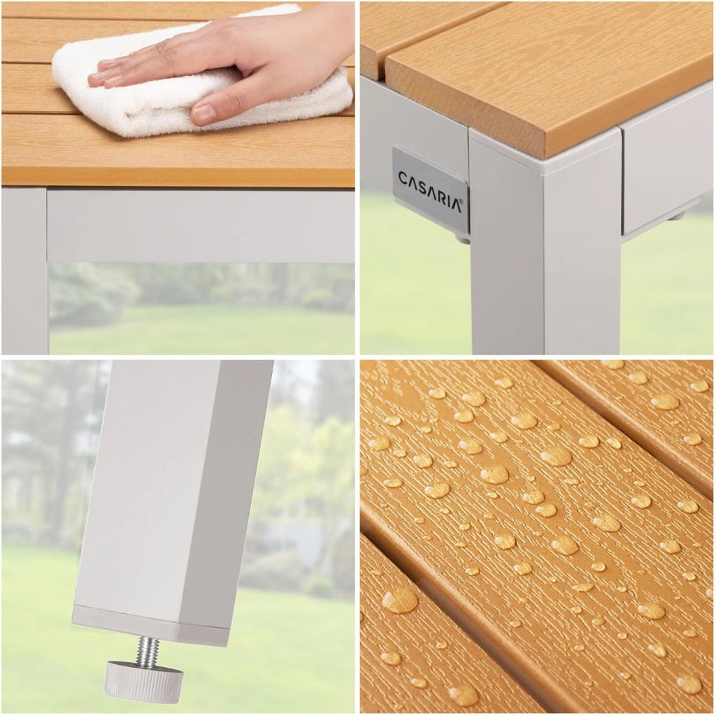 Tavolo e Sedie da Giardino Alluminio 4 Seggiole Pieghevoli 1 Tavolo WPC 80x80 Color Legno