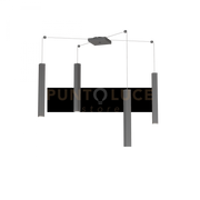 SQUARE TUBE SOSPENSIONE 4 LUCI GRIGIO ANTRACITE CAVO CM.250 CON BASE 1173-S4-GA
