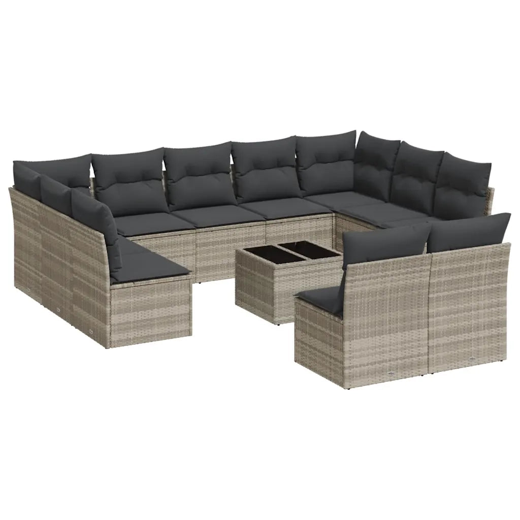 Set Divano Giardino 12 pz con Cuscini Grigio Chiaro Polyrattan 3218362