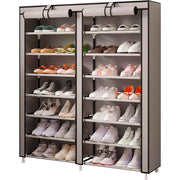 Scarpiera Tessuto per Scarpe con 2 Ante con Cerniera 125x92x28,5cm, 28 paia. Beige