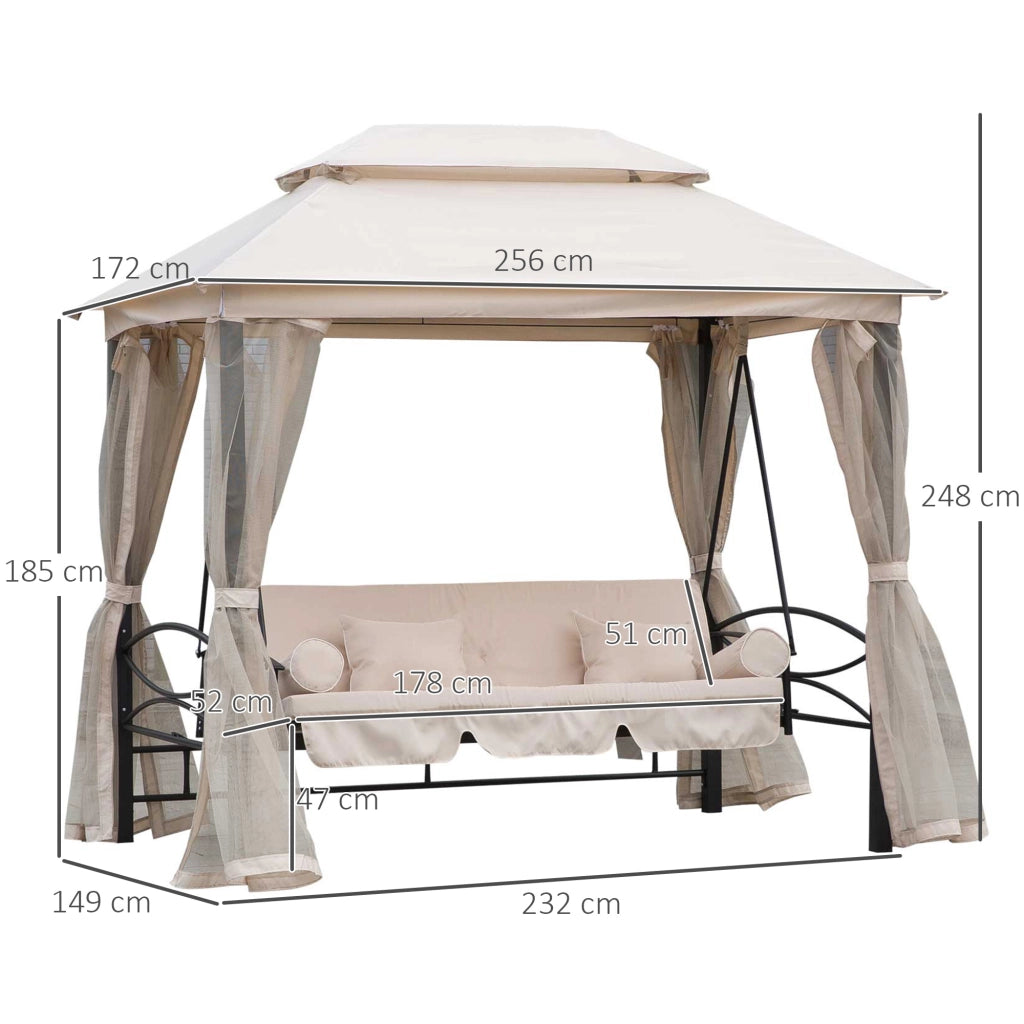 Altalena Hollywood con sponde 3 posti ¨C zephmum ¨C Beige 256x172x248 cm