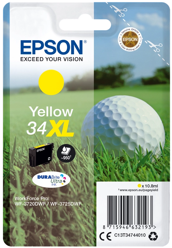 Epson Golf ball Singlepack Yellow 34XL DURABrite Ultra Ink